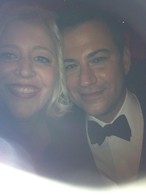 Jim's wife Pam with Jimmy Kimmel